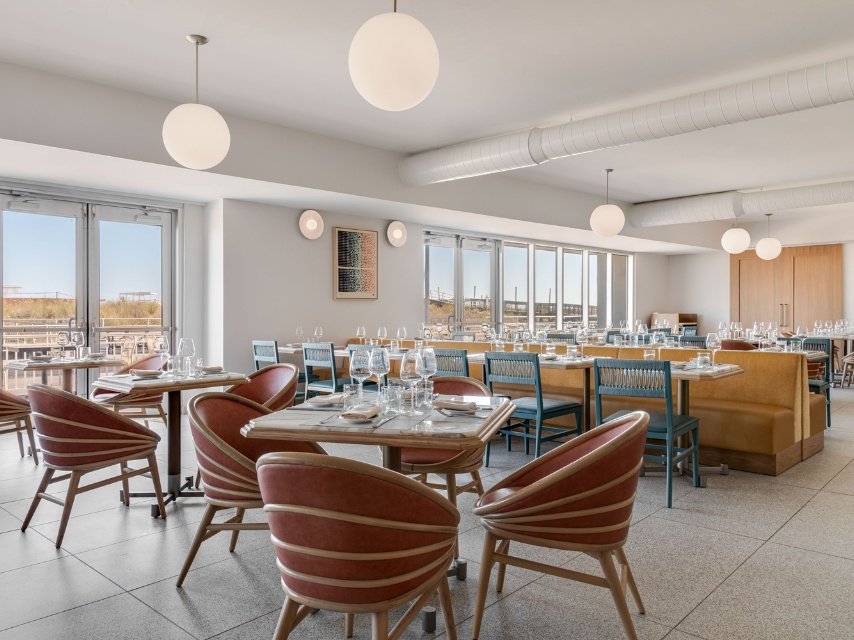The dining room at Cucina Del Mar inside The Seahaus Hotel.