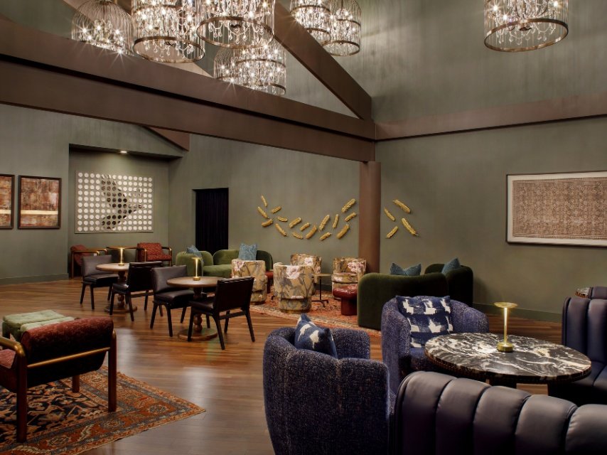 Interior of Raven Speakeasy located inside Hotel Mockingbird in Dallas, TX